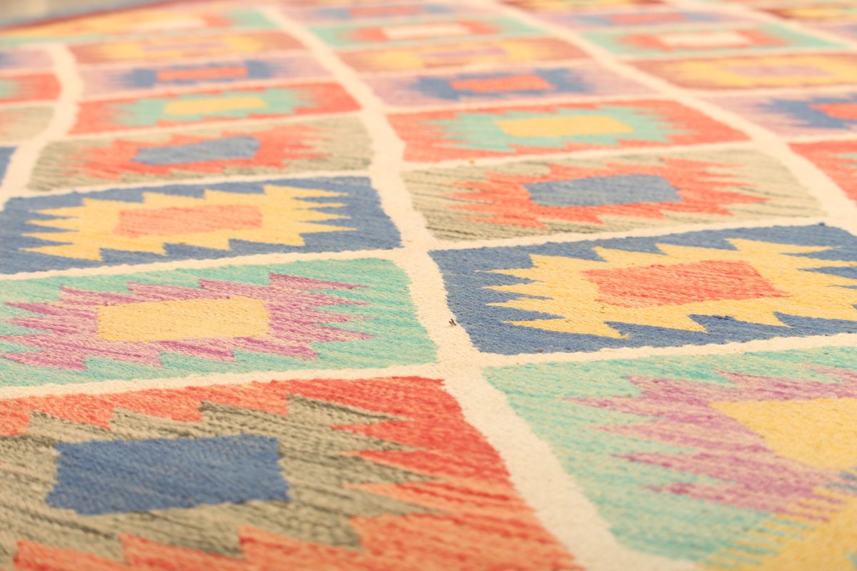 Handgemaakte Traditionele Tribale Geometrische Flatweave Tapijt