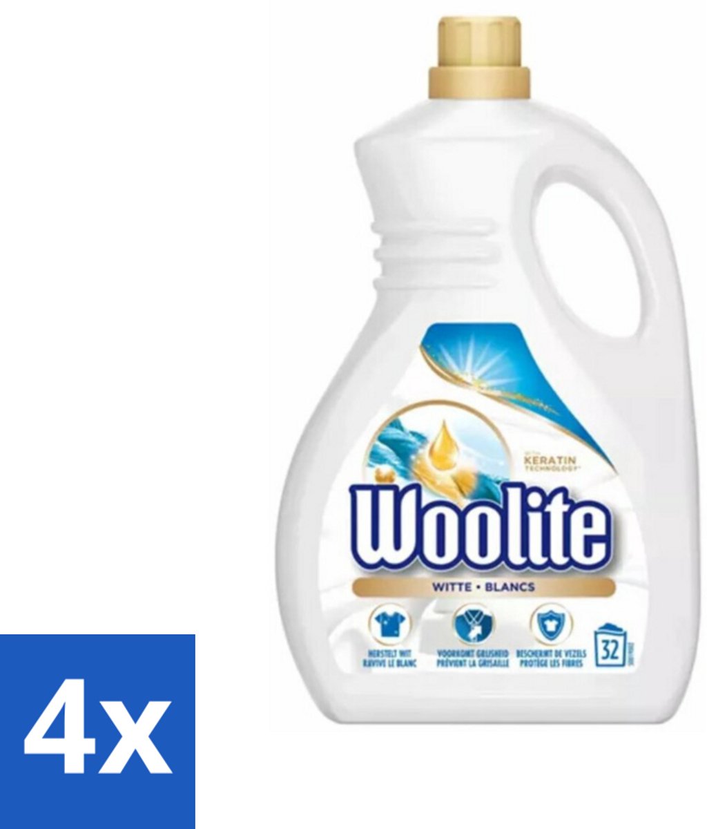 4 x Woolite - Wasmiddel - Vloeibaar Wasmiddel - Wit - 25wb/1,5L - Kleurbehoud - Keratine - Vezelbescherming - Wasmiddel Voor Gekleurde Was - Wasmiddel Voor Donkere Was