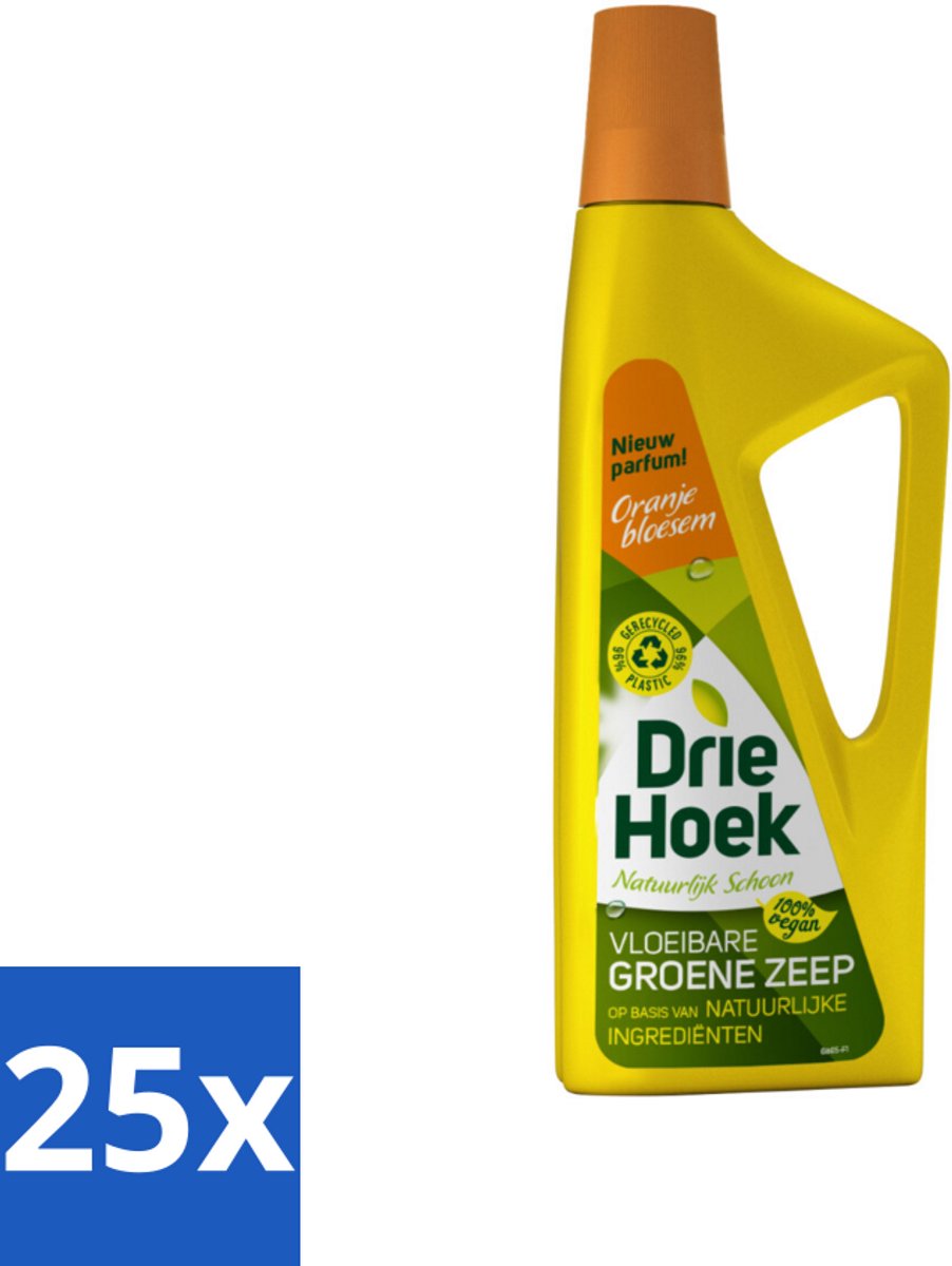 25 x Driehoek – Vloeibare Zeep – Oranjebloesem – 725 ml - Vloeibare Zeep - Natuurlijke Schoonmaak - Oranjebloesem - Textiel Reinigen - Meubel Reinigen