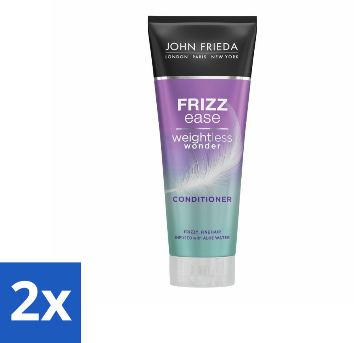 2 x John Frieda – Conditioner – Frizz Ease Weightless Wonder – Lichtgewicht verzorging – 250 ml - Pluisvrij Haar - Lichtgewicht Conditioner - Anti-pluis - Verzorging Voor Fijn Haar - Soepel Haar