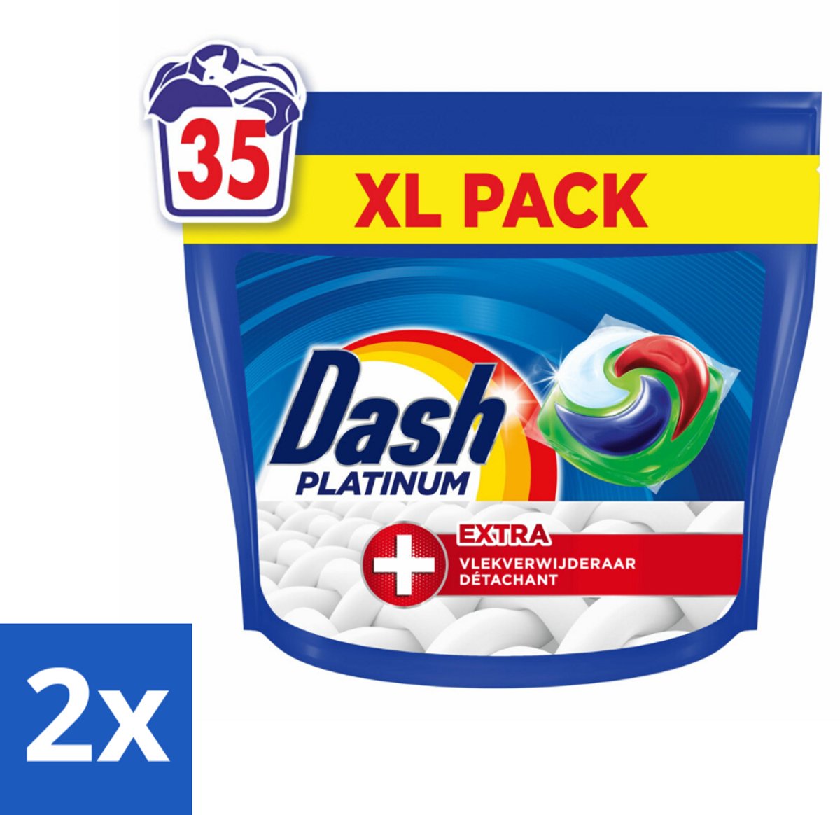 2 x Dash – Wasmiddelcapsules – 4in1 Pods + Extra Vlekkenverwijderaar – 35 capsules - Wasmiddel - Vlekverwijdering - Wasmachine - Wasmiddel Pod - Krachtige Reiniging