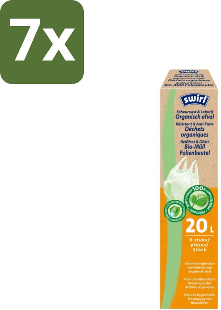 7 x Swirl – Pedaalemmerzakken – Bio – 20 L – 6 zakken - Koffiezetapparaat