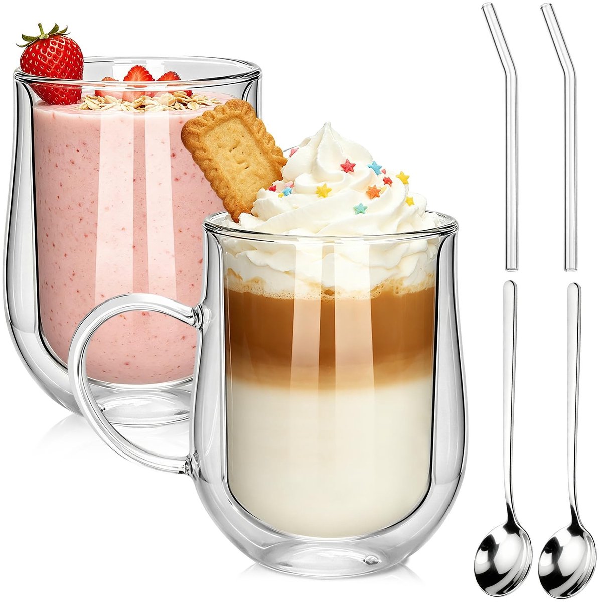 Elzusha - Dubbelwandige Latte Macchiato Glazen 2x 480ml