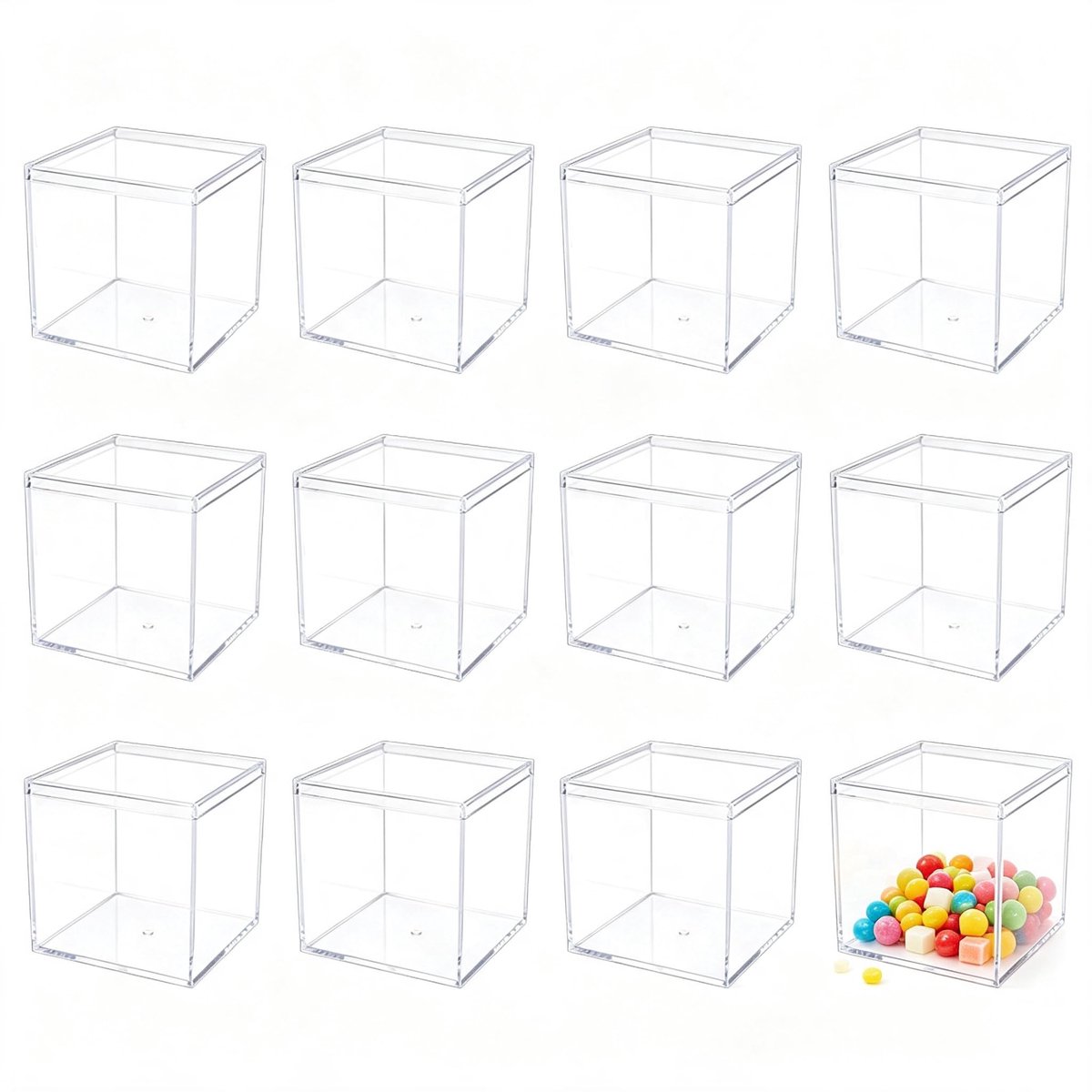Elzusha - Set van 12 Transparante Acryl Geschenkdozen met Deksel