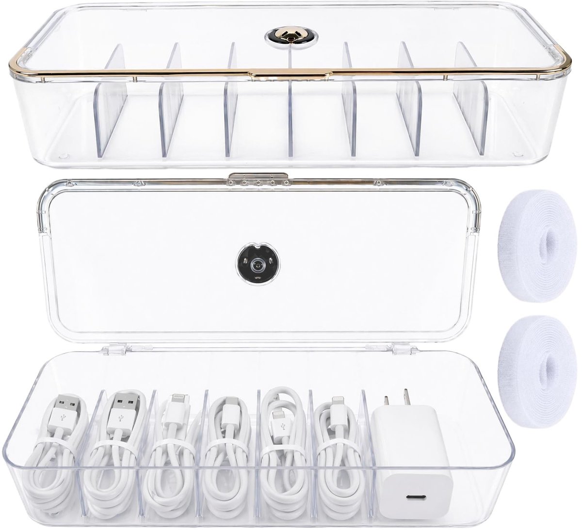 Elzusha - Set van 2 Kabelorganizers met Deksel voor een Opgeruimd Bureau
