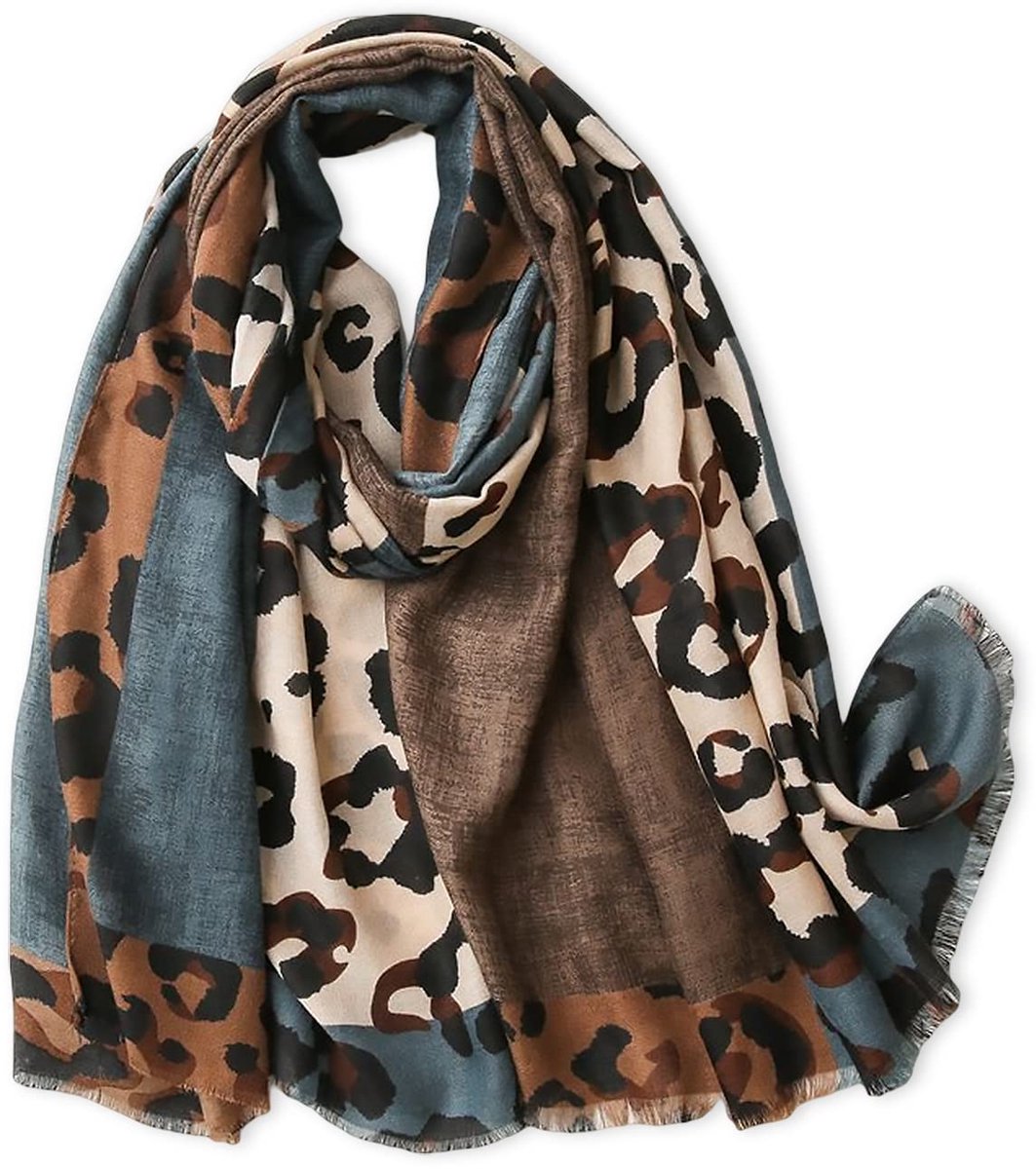 LumiSyne Luipaard Print Sjaal Voor Vrouwen Animal Print Katoen Linnen Sjaals Met Kwasten Lange Sjaal Lichtgewicht - ShopVlot