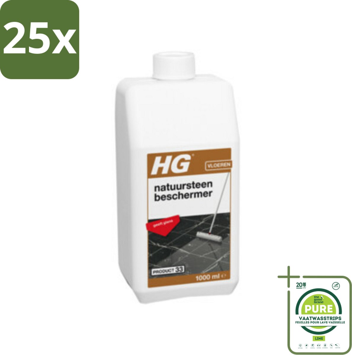 25 x HG Natuursteen Beschermer 1 liter - Grootverpakking - Natuursteen Beschermer - Vloeren Beschermen - Anti-slip - Natuursteen Onderhoud - Natuursteen Glans