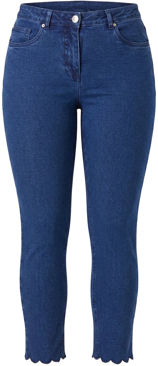 MIAMODA - Dames - Jeans straight fit golvende zoom 5-pocket - Blauw denim - Maat 42