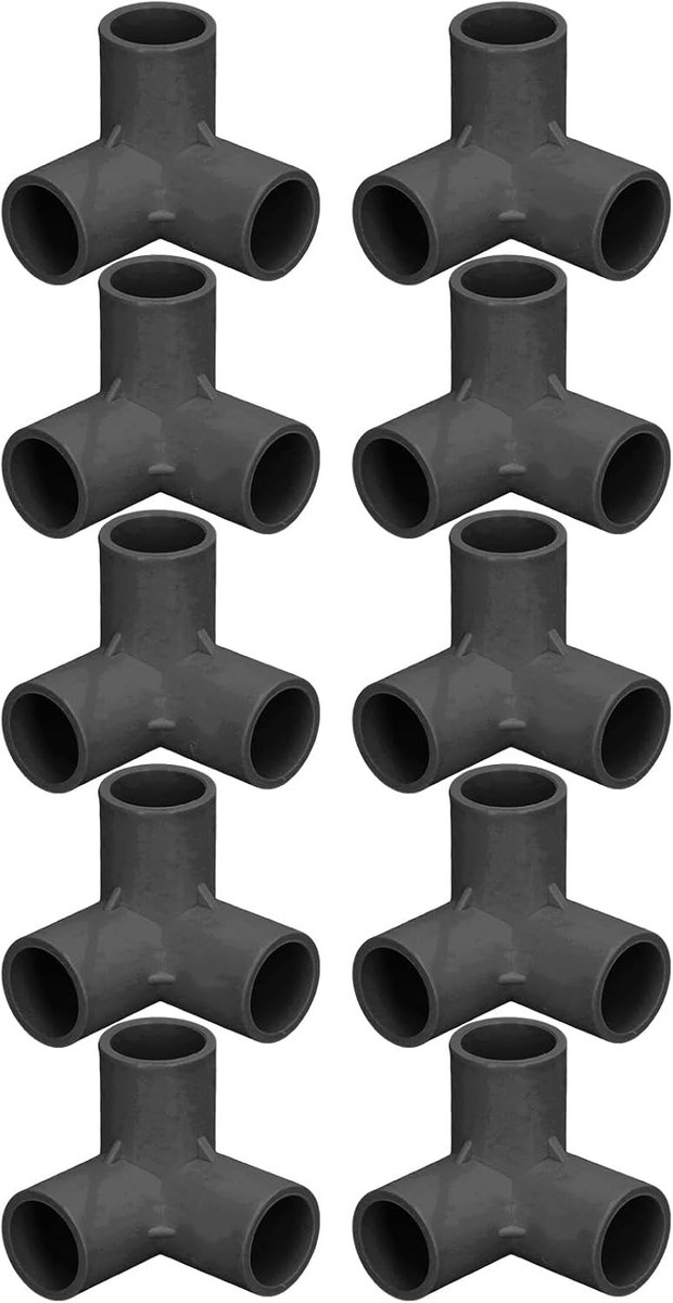 3-weg slangen hoekverbinder van PVC voor 25 mm binnendiameter - 10 stuks kunststof verbindingselementen voor tuin en irrigatie