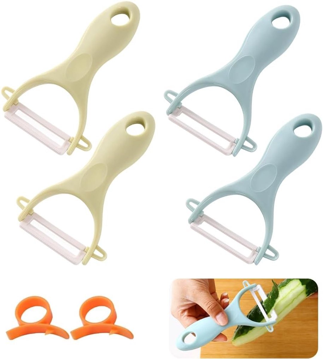Multifunctionele Groentenschiller Set van 6 - Keramische Schillers voor Aardappelen, Wortels en Asperges, Geschikt voor Kinderen en Linkshandigen