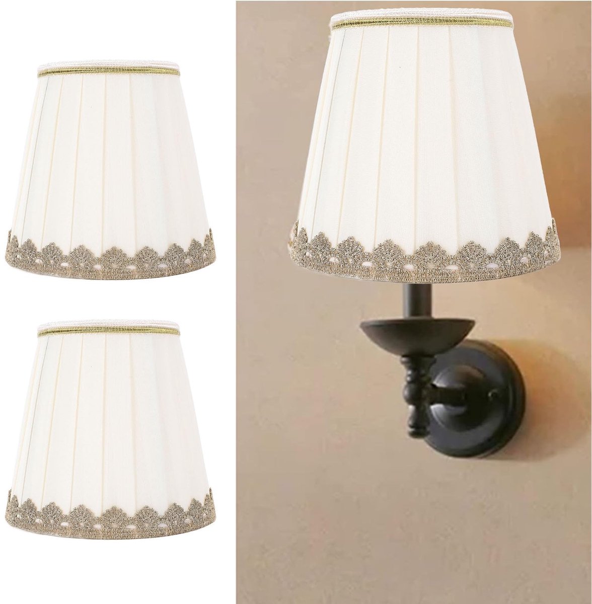 Elzusha - 6-delige Tafellampverlichting - Minimalistisch, Plissé Lampenkappen