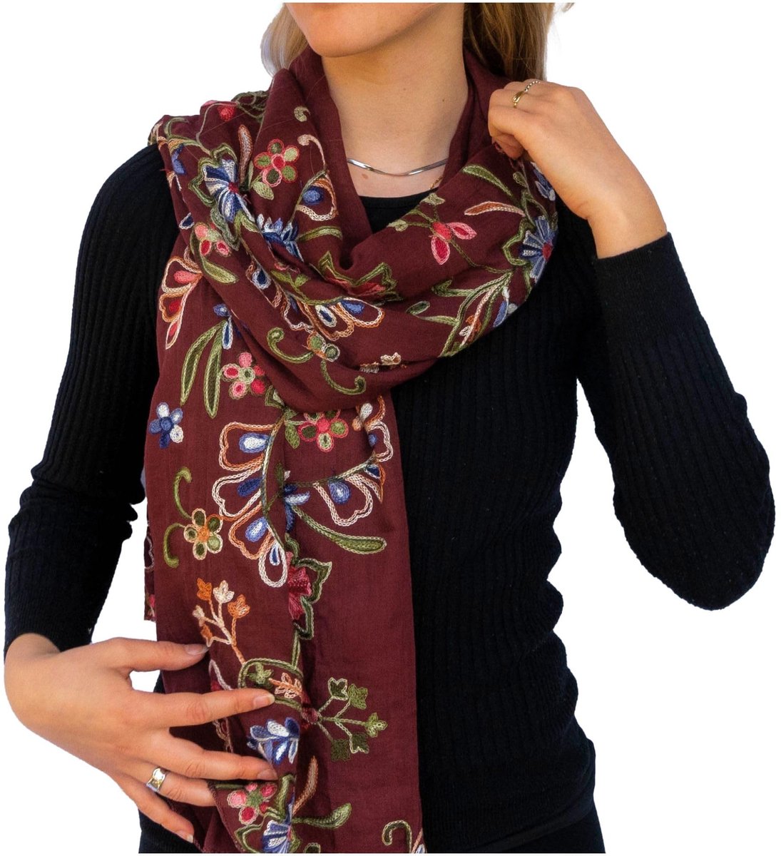 Elzusha - Lichte Katoenen Sjaal Bordeaux 180x70 cm