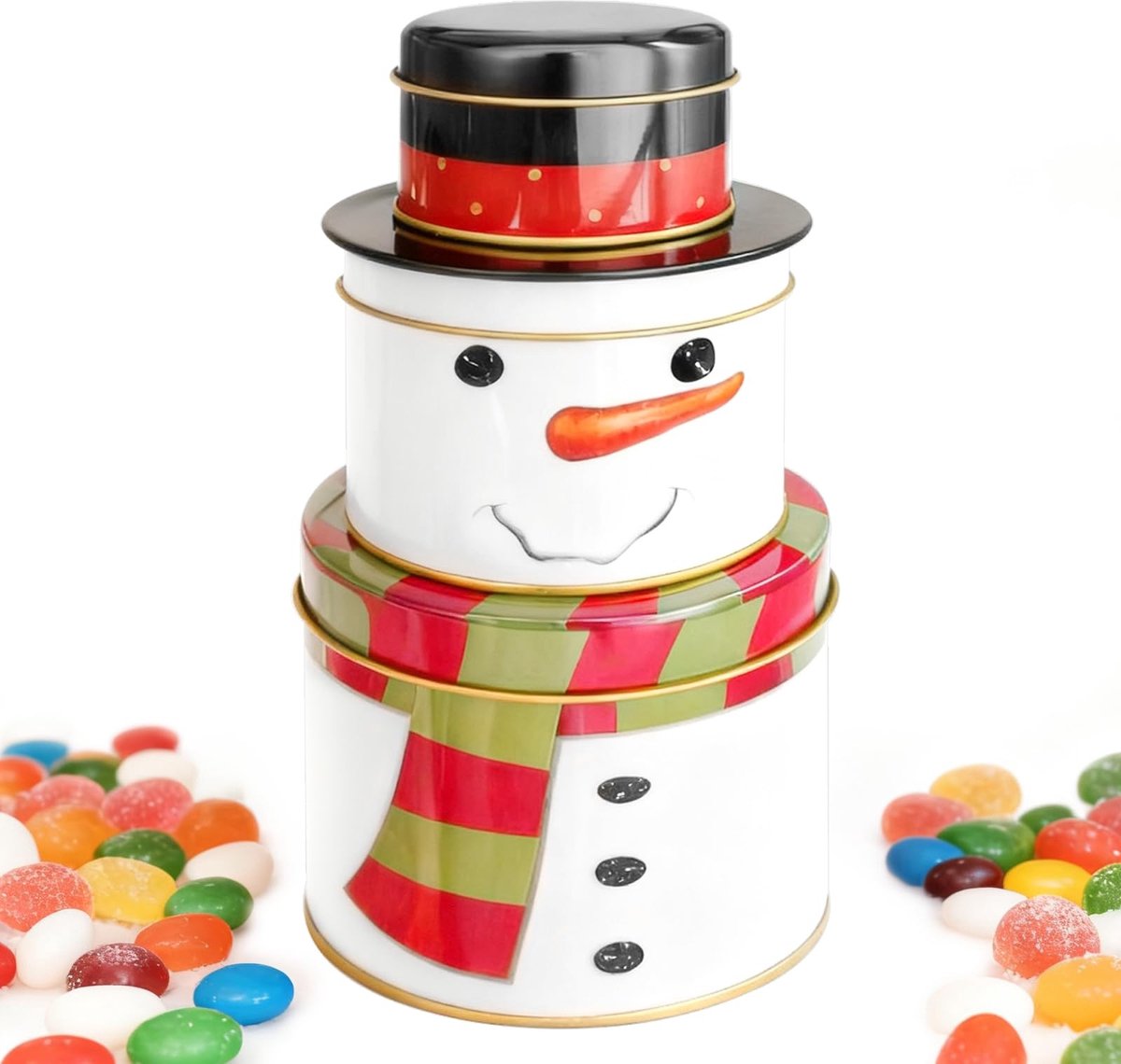 Elzusha - Ronde Kerstcadeaudozen met Sneeuwman Ontwerp