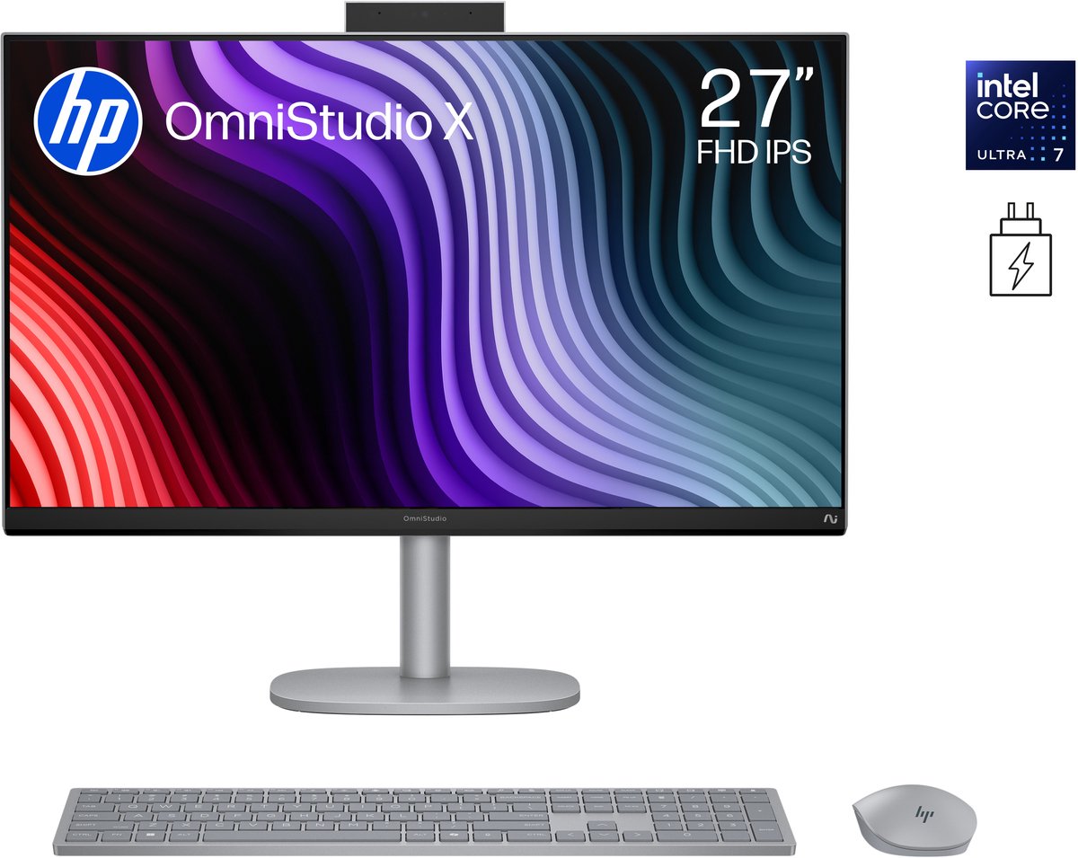 HP OmniStudio X AI All in One PC - NGAI 27-cs1750nd - Intel Core Ultra 7 - Full HD - 16 GB DDR5 RAM - 1 TB SSD - 27 inch - Windows 11 Pro