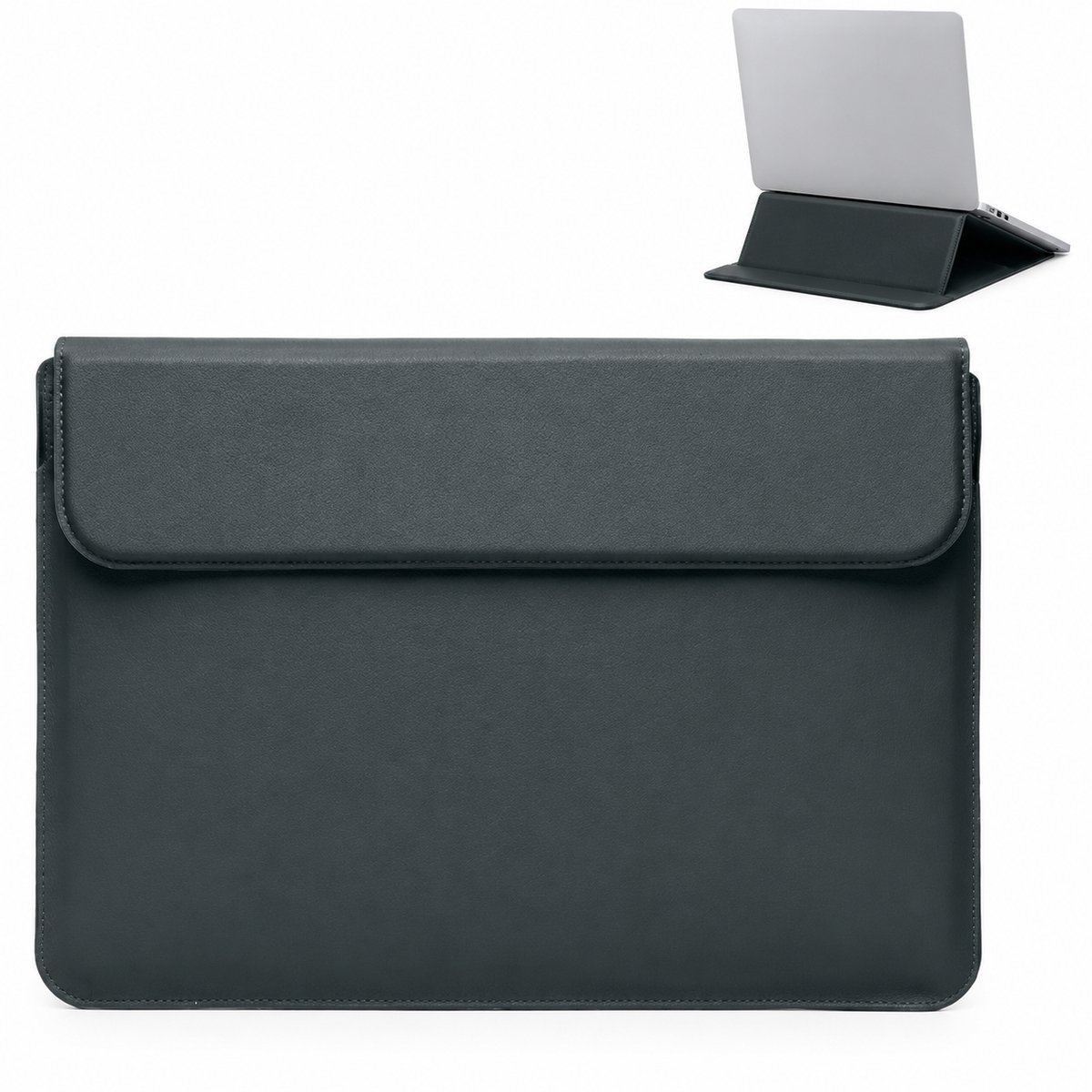 Laptophoes 15.6 Inch - Laptoptas - Laptopsleeve - Waterafstotende -PU Sleeve met Polssteun en Magnetische Sluiting - Groen