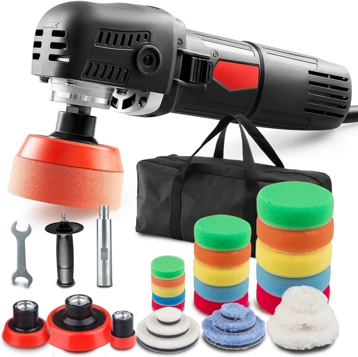 QUOVO® Polijstmachine - Poetsmachine Auto Met 6 Snelheden - Polijstschijven – Poliermachine 850W – Polijstmachines – Polijst Set