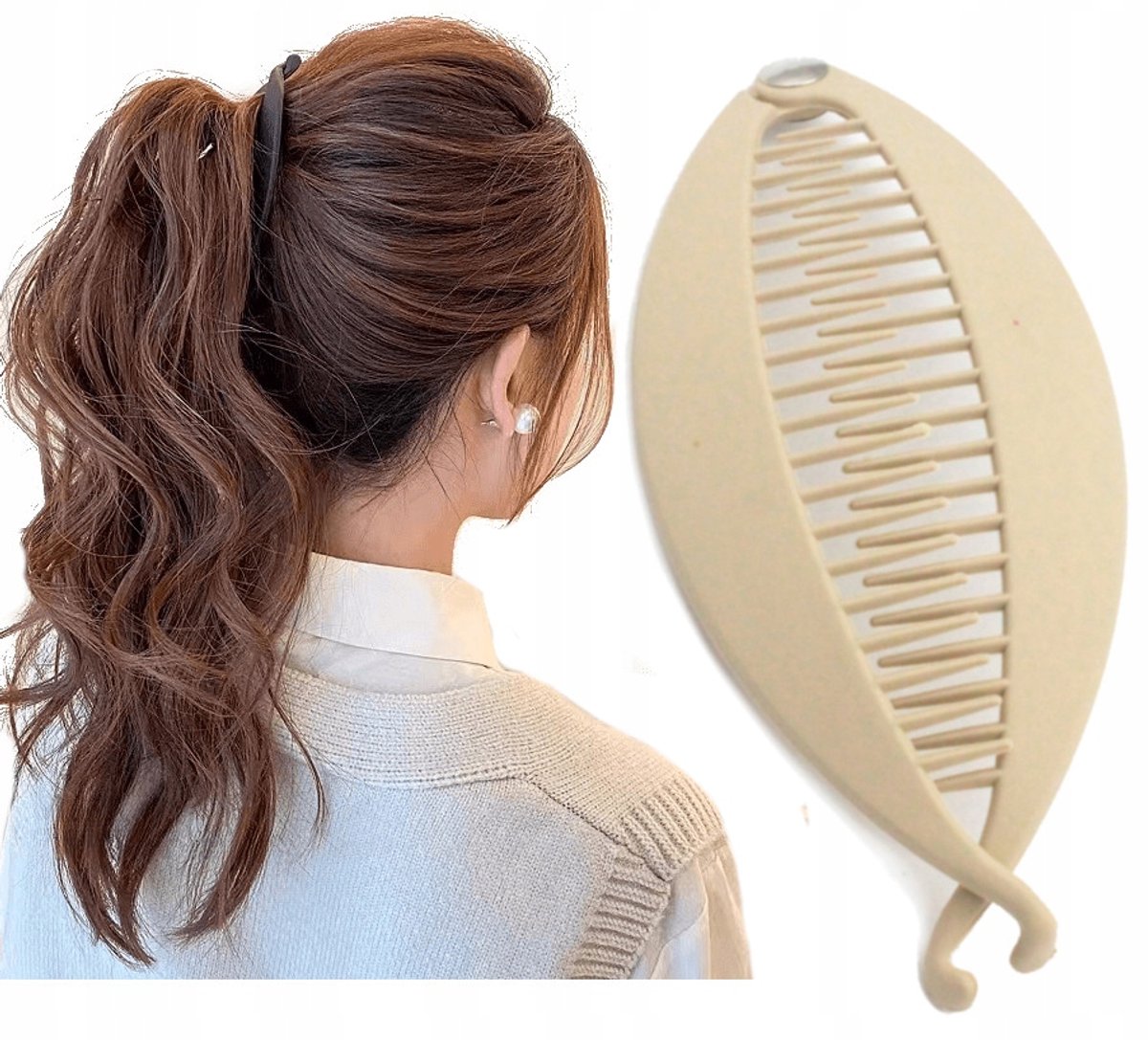 Matte Beige Shogun Banaan Haarclip voor Kapsels