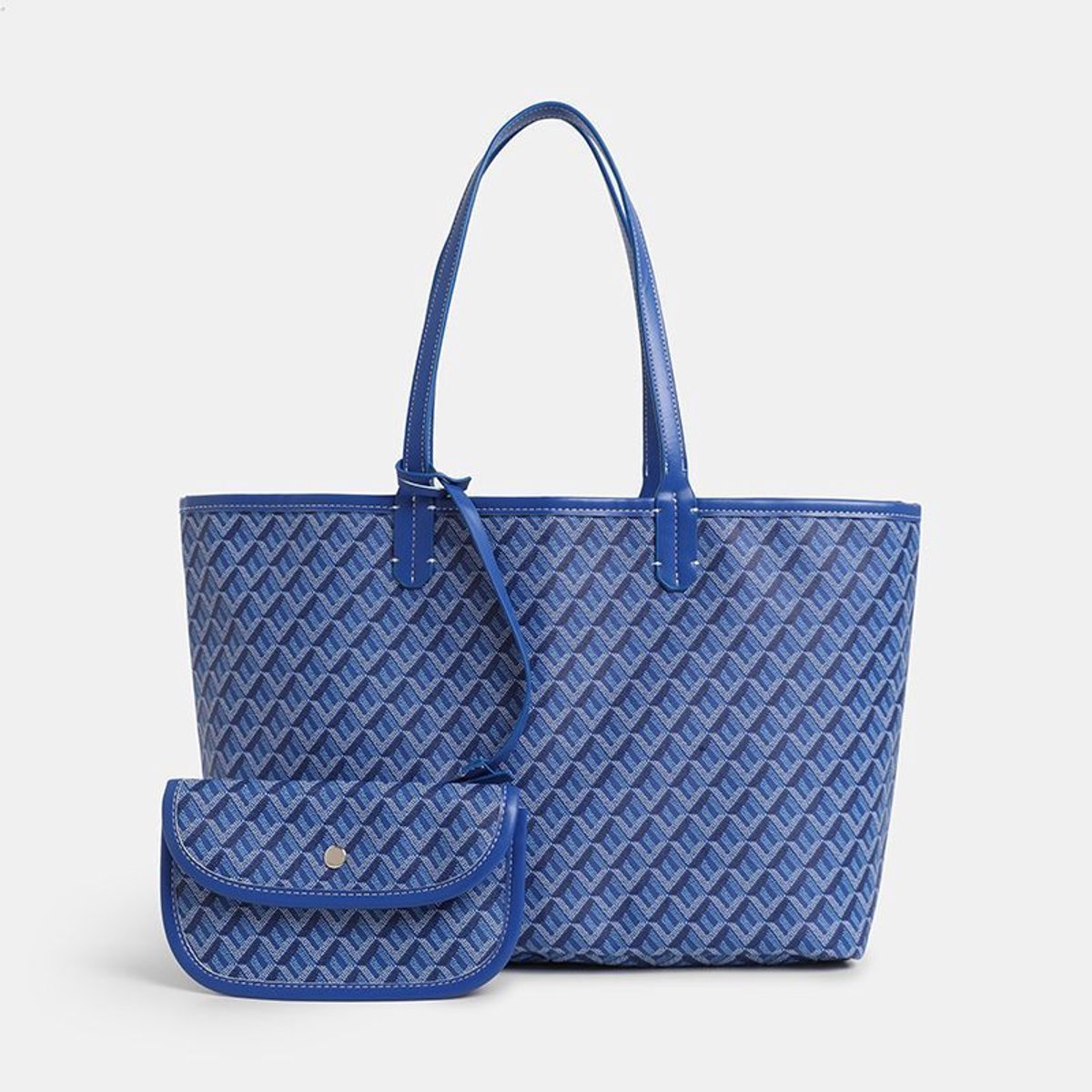 Ruime damestas - Bedrukte handtas - Luiertas - Stijlvolle schoudertas/handtas voor forenzen - Afmetingen: 40 cm * 26 cm * 14 cm - Blauw
