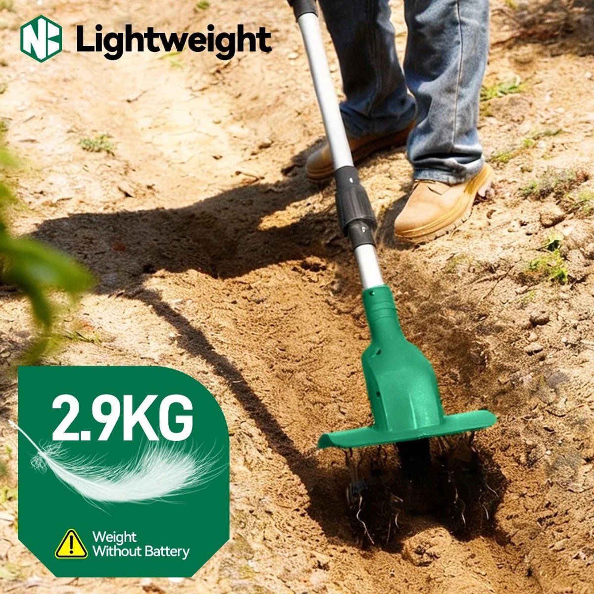 Innovastore Electrische Grondfrees - Tuinfrees - Cultivator - Rototiller - Bodembewerker - Tuingereedschap - Incl 2 batterijen