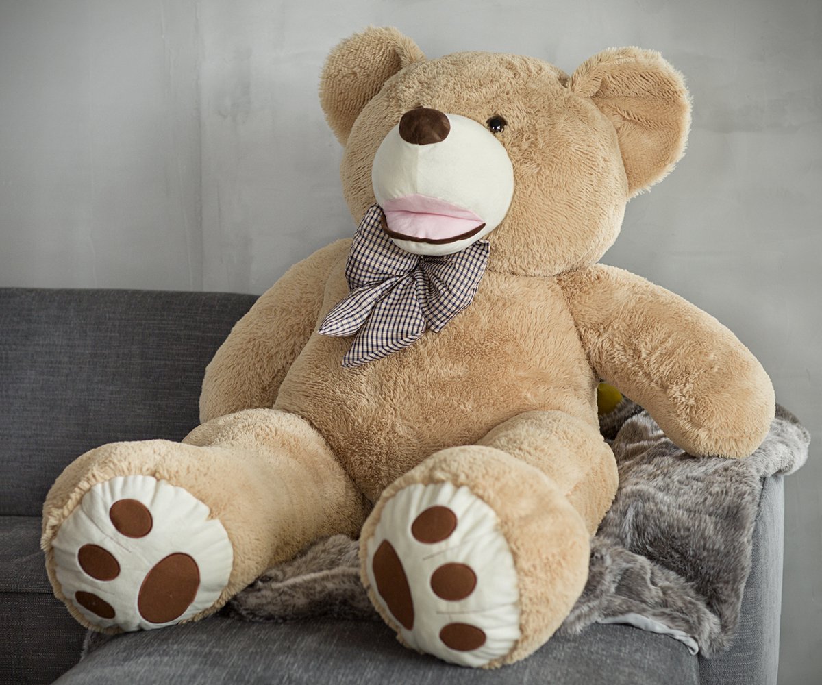 Knuffelbeer - Teddybeer - XL 140 cm - Knuffel - Knuffel beer - Teddy beer - Teddybeer XXL - Super groot - Valentijn - Cadeautje voor haar - Grote Knuffelbeer - Mega Teddy Beige - Gomoor — afbeelding 4