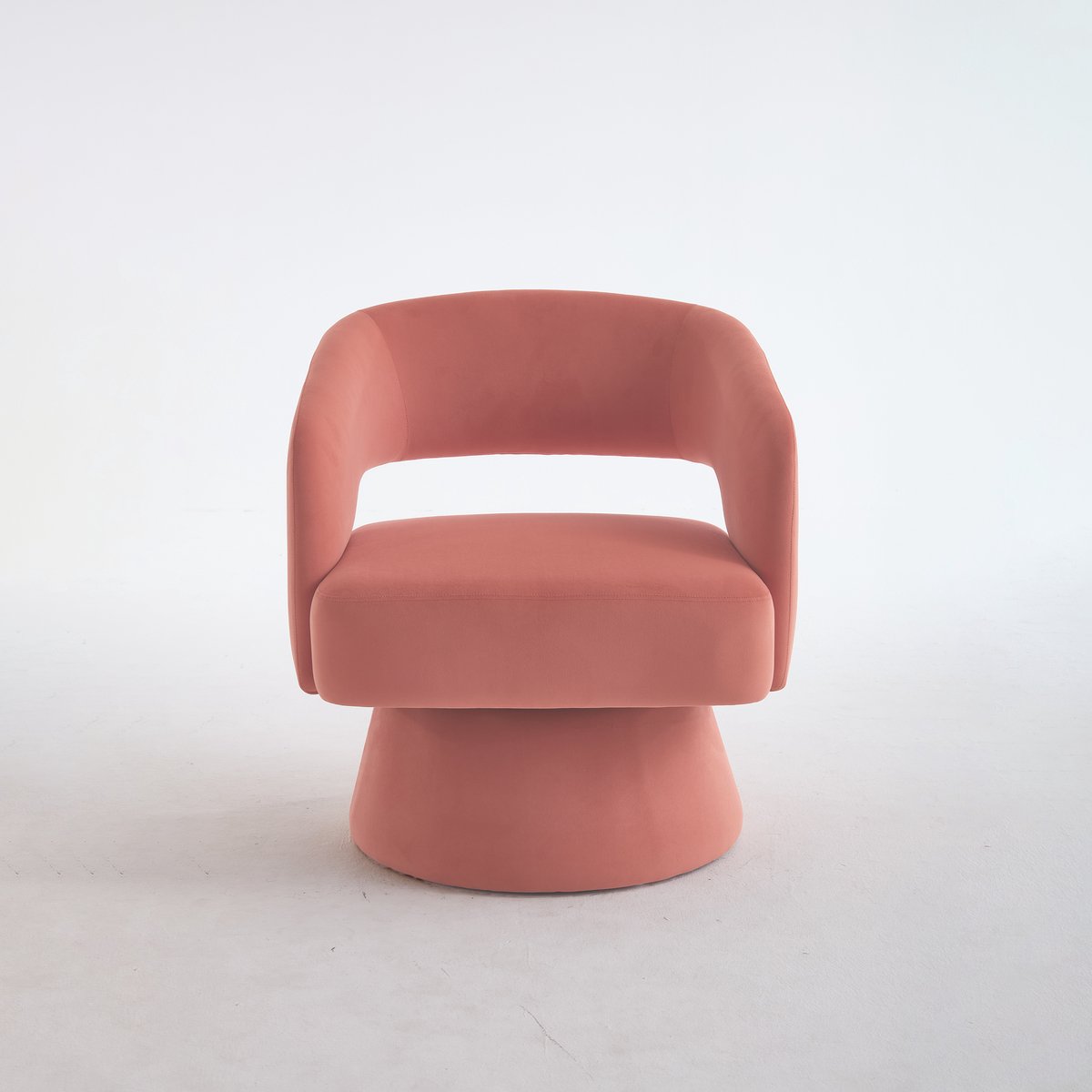 MUVANO Roze draaistoel - Fluwelen accentstoel - Roze stoel met open rug - 68x66x75 cm - 360 graden draaibaar - Woonkamer en slaapkamer Roze