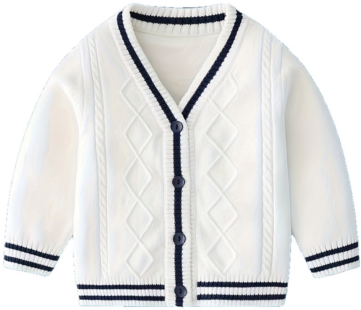 Currero Cardigan Jongens Vest Jongen Met Knopen Kinderen Warm Gebreid Vest Long 9-12 Maanden Beige