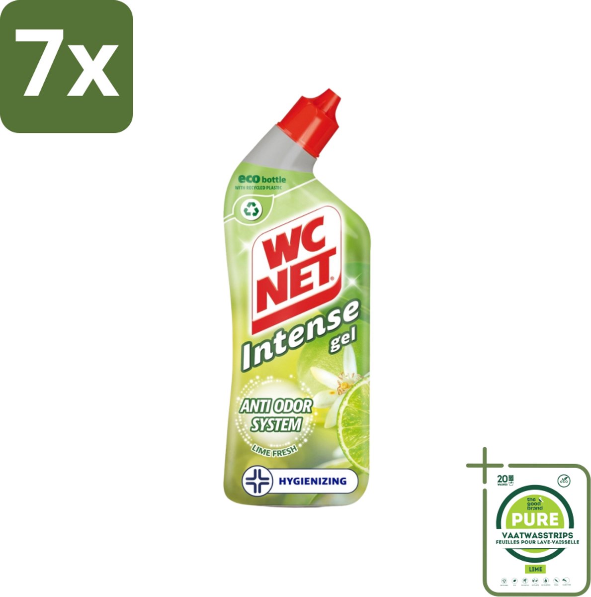 7 x WC Net - Toiletreiniger - Gel - Met Limoen- 750 ml - Grootverpakking - Toilet Schoonmaak - Toilet Reiniger - Wc Gel - Limoen Geur - Anti-geur