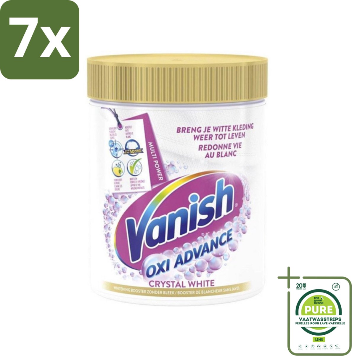 7 x Vanish Oxi Advance - Kristalwit - Vlekkenverwijderaar Poeder - Witte Was - 840 Gram - Grootverpakking - Vlekkenverwijderaar - Witwas - Vlekken Verwijderen - Wasverzachter - Wasmiddel