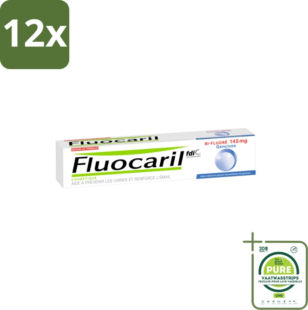 Fluocaril - Tandpasta - Met Fluoride - 75 ml - Voordeelverpakking - 12 stuks - Tandpasta - Fluoride