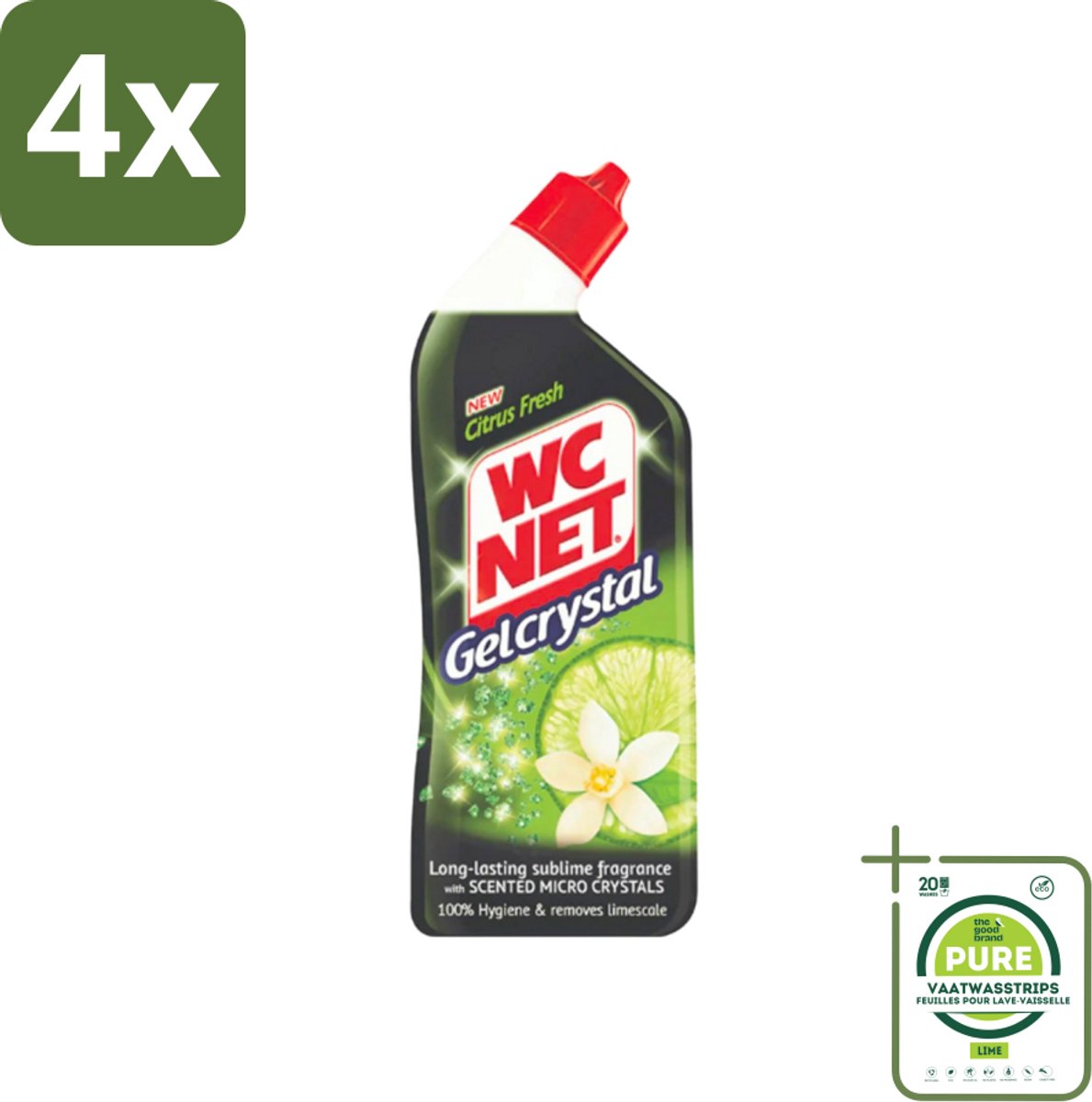 WC Net - Toiletreiniger - Gel - Citrusgeur - Ontkalkt - 750ml - Voordeelverpakking - 4 stuks - Toiletreiniger - Toiletgel