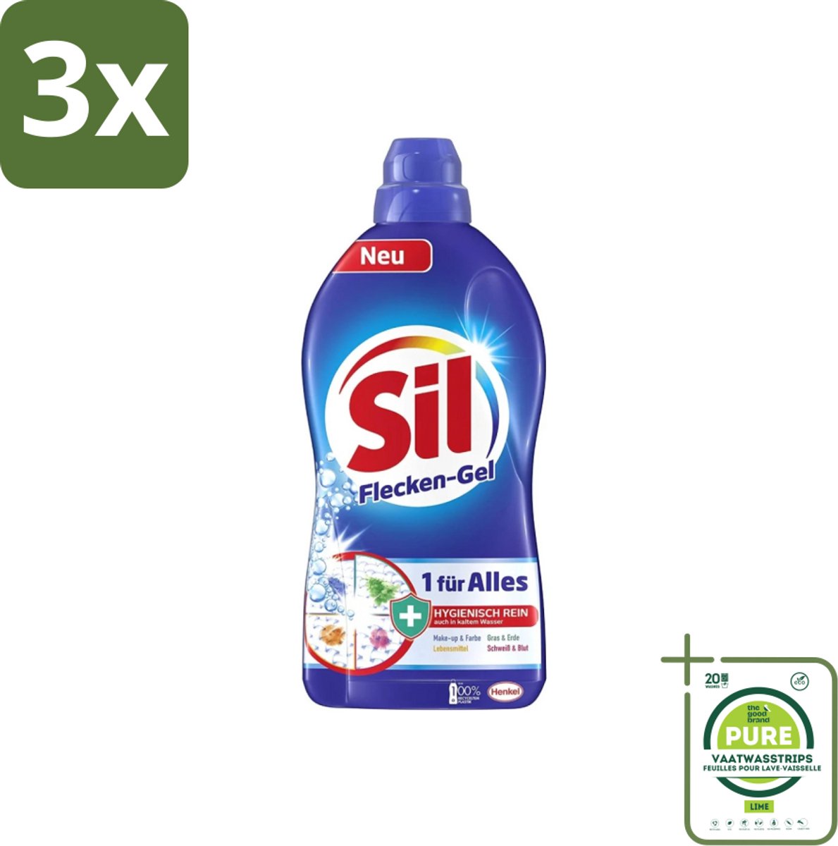 3 x Sil - Vlekverwijderaar - Gel - 1.3L - Grootverpakking - Vlekkenverwijderaar - Vlekkenreiniger - Hardnekkige Vlekken - Wasmiddel - Wasverzachter