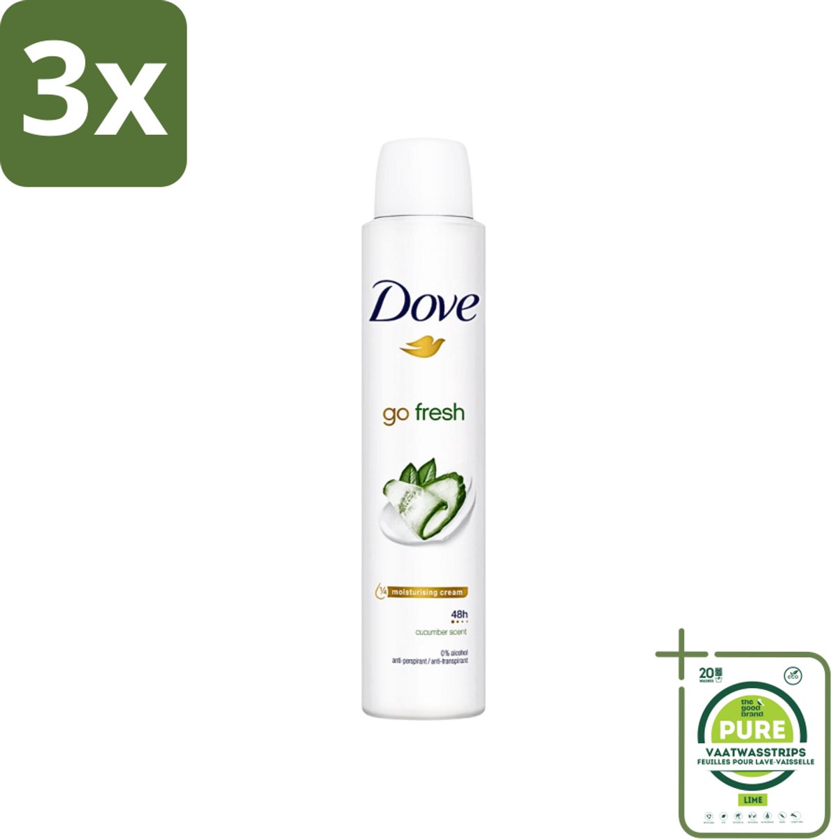 3 x Dove Go Fresh - Deospray - Groene Thee & Komkommer - 200 ml - Grootverpakking - Dove Go Fresh - Deodorant - Antitranspirant - Groene Thee - Komkommer