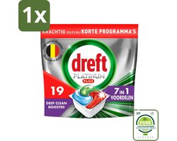 1 x Dreft Platinum Plus - Vaatwascapsules - Deep Clean Boosted - 19 Afwasbeurten - Vaatwascapsules - Vaatwasser - Vaat Schoonmaken - Diepe Reiniging - Hardnekkige Voedselresten
