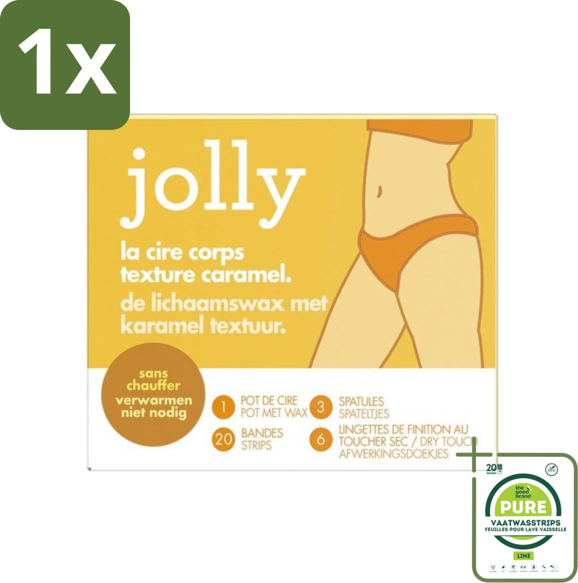 1 x Jolly - Lichaamswax - Karamel Structuur - 20 Strips - Lichaamswax - Karamel Wax - Ontharing - Gladde Huid - Gevoelige Huid