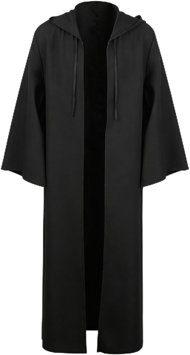kinstell Uniform Hooded Robe Knight Suits Black Tuniek Uniform Full Halloween Darth Hooded Robe Cloak Cosplay Kostuum - ShopVlot