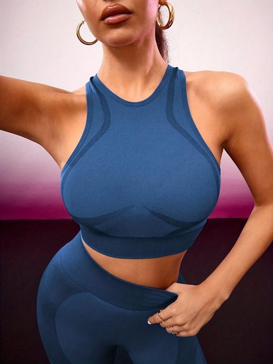 Currero Pilates Pak Dames - Yoga - Buttshaper - Gym - Fitness - Butt Lift - Bil Vergrotend - Heup Liftend - Yogakleding - Donkerblauw L — afbeelding 4