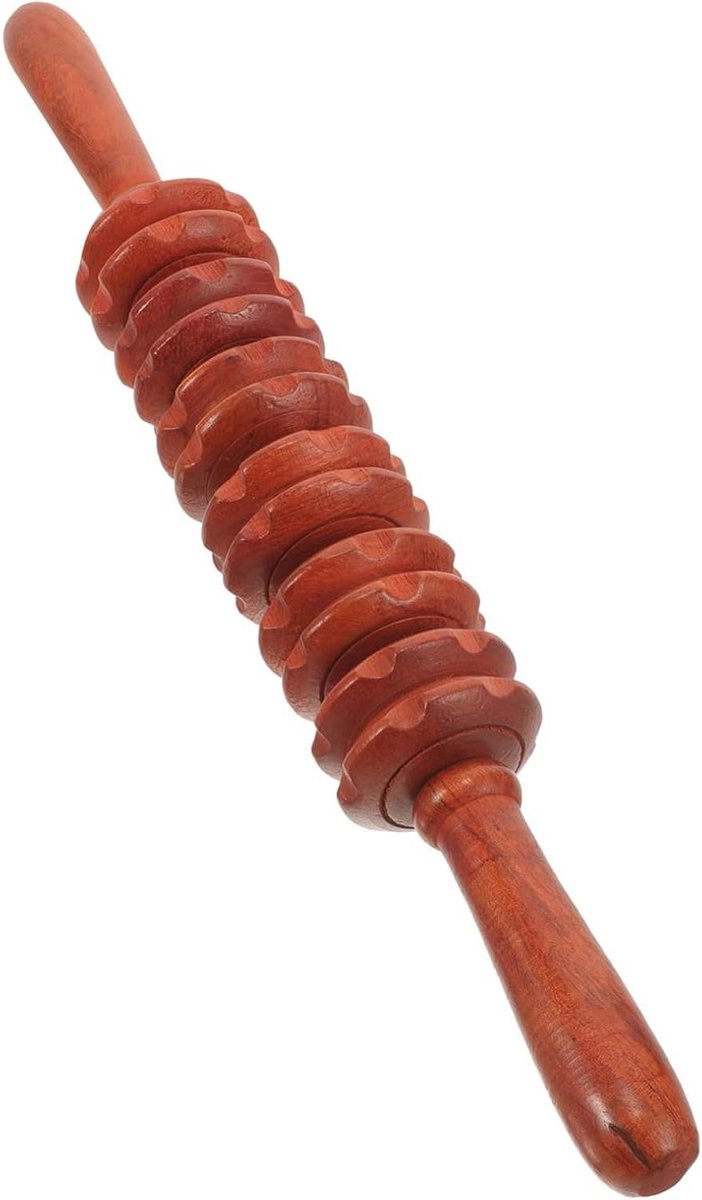 Houten Massage Roller - Spierroller Lichaam - Ontspanning Bevorderen - Dubbele Handgreep Ontwerp - 37 cm Lengte - Natuurlijk Hout