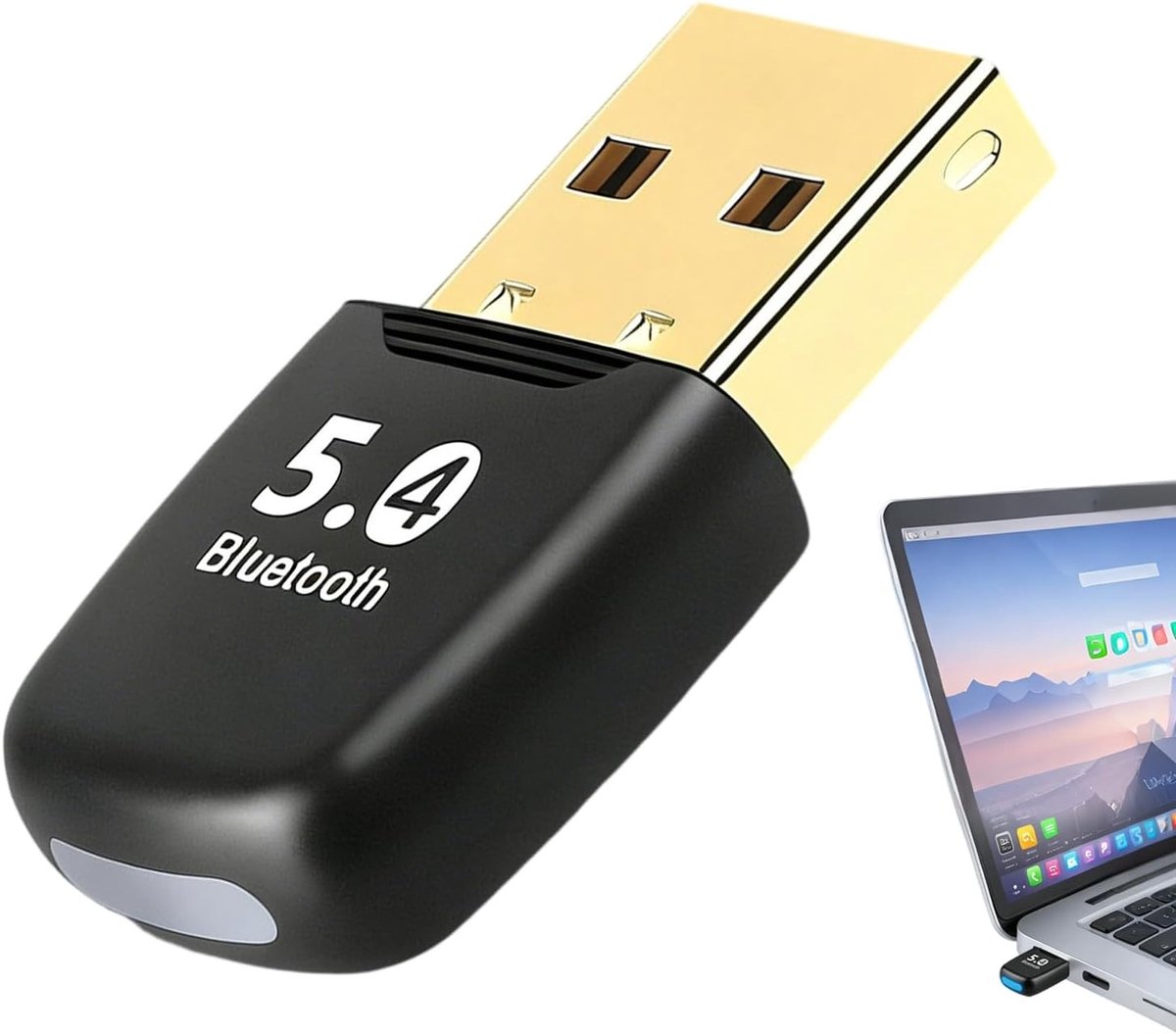 Bluetooth Dongle - Zwart - 30 mm x 18 mm - Bluetooth 5.4 Adapter met Hoge Bereik - Voor PC