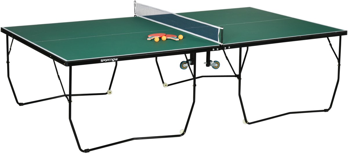 REDOM - Tafeltennistafel - Klapbaar met rollen - Inclusief net, 2 bats en 3 ballen - Indoor - Staalframe - MDF - Groen - 274 x 152,5 x 76 cm