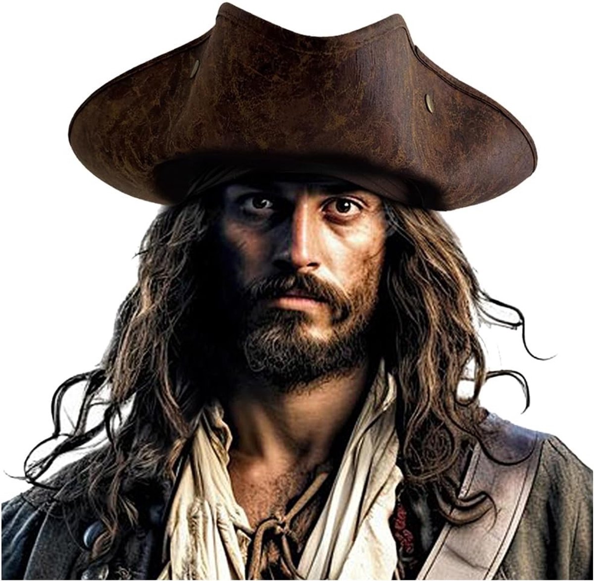 Piratenhoed voor volwassenen - Driepuntige leren hoed voor mannen en vrouwen, ideaal voor kostuums en themafeesten