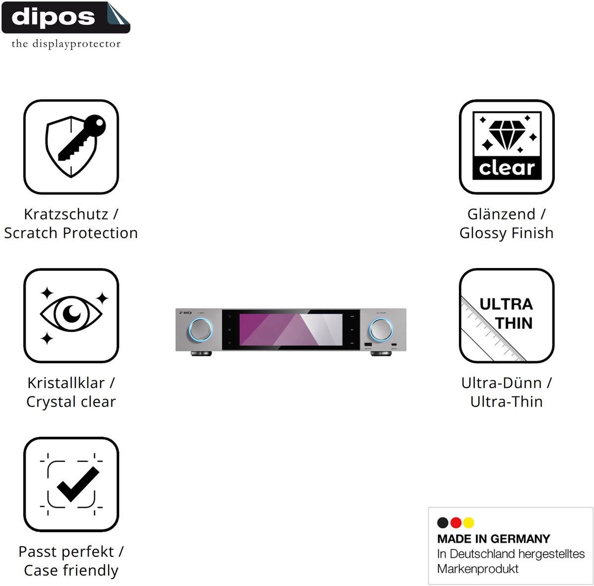 dipos – 4x Beschermfolie geschikt voor FiiO S15 | Krasbestendige & heldere Screenprotector Ultra-Thin