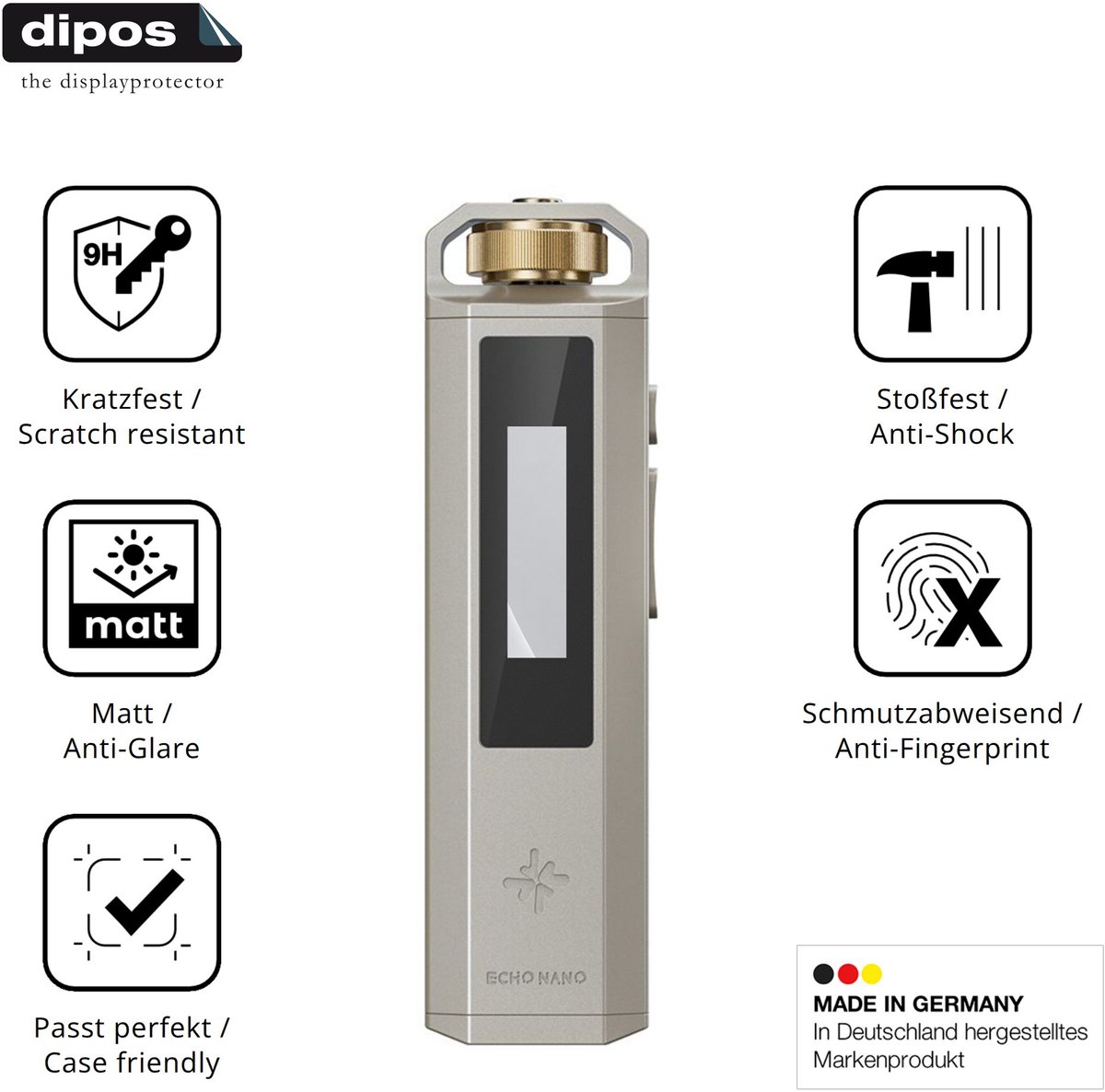 dipos – 2x Matte Pantserfolie geschikt voor FiiO SnowSky Echo Nano | 9H Screenprotector