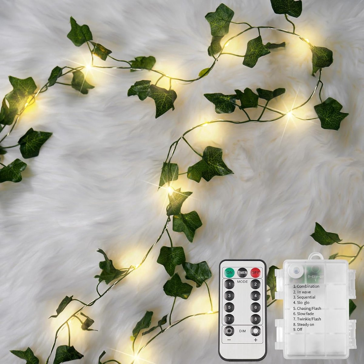 BOTC Lichtsnoer - Klimop Slinger met Afstandsbediening - 3 meter - 30 LED Lampjes Slinger - Fairy Lights - Vines Plant Slinger