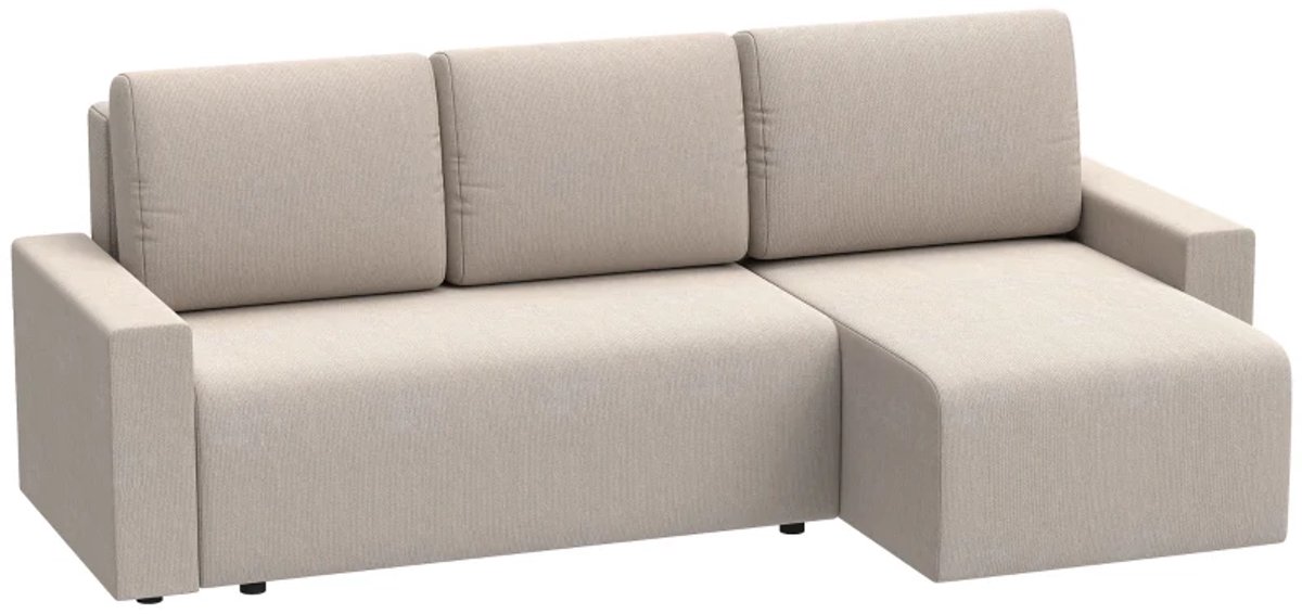 Slaapbank - Hoekbank Met Slaapfunctie En Omkeerbare Chaise Longue - L-vormige 3-zitsbank - Velours Bekleding - Beige
