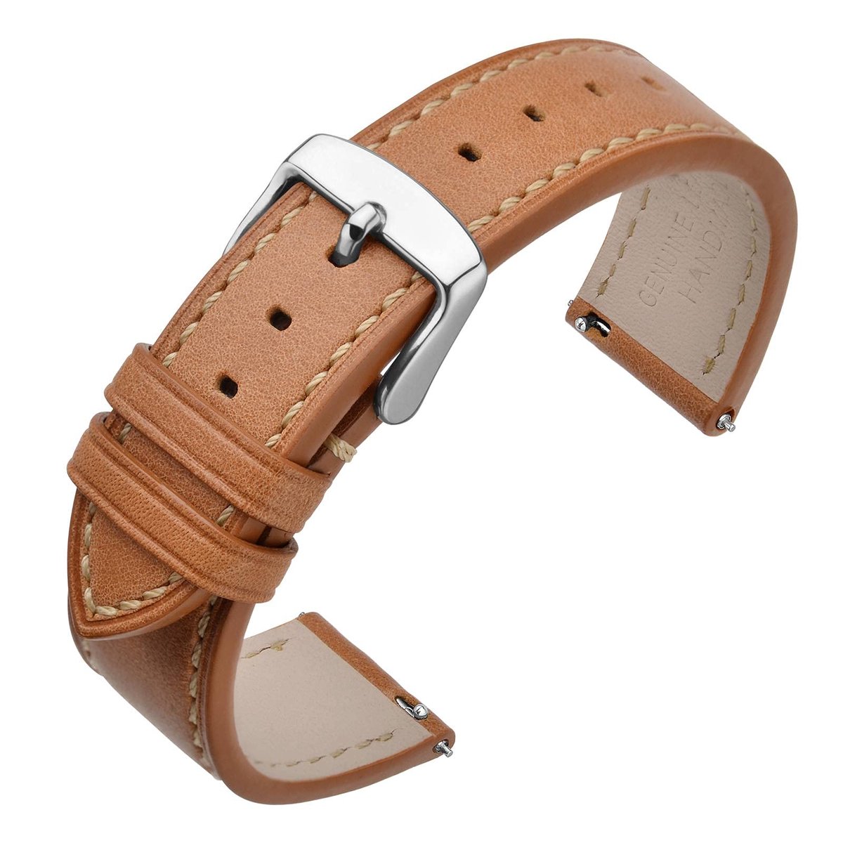 ANNEFIT Horlogebandje van 17 mm, 18 mm, 19 mm, 20 mm, 21 mm, 22 mm, snelsluiting, leren armband, reservearmband met - ShopVlot
