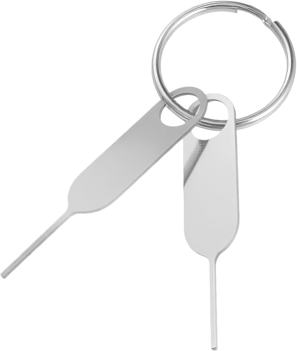 2-Pack Universele SIM Kaart Tray Verwijder Tool met Sleutelhanger en Pin voor Mobiele Telefoons