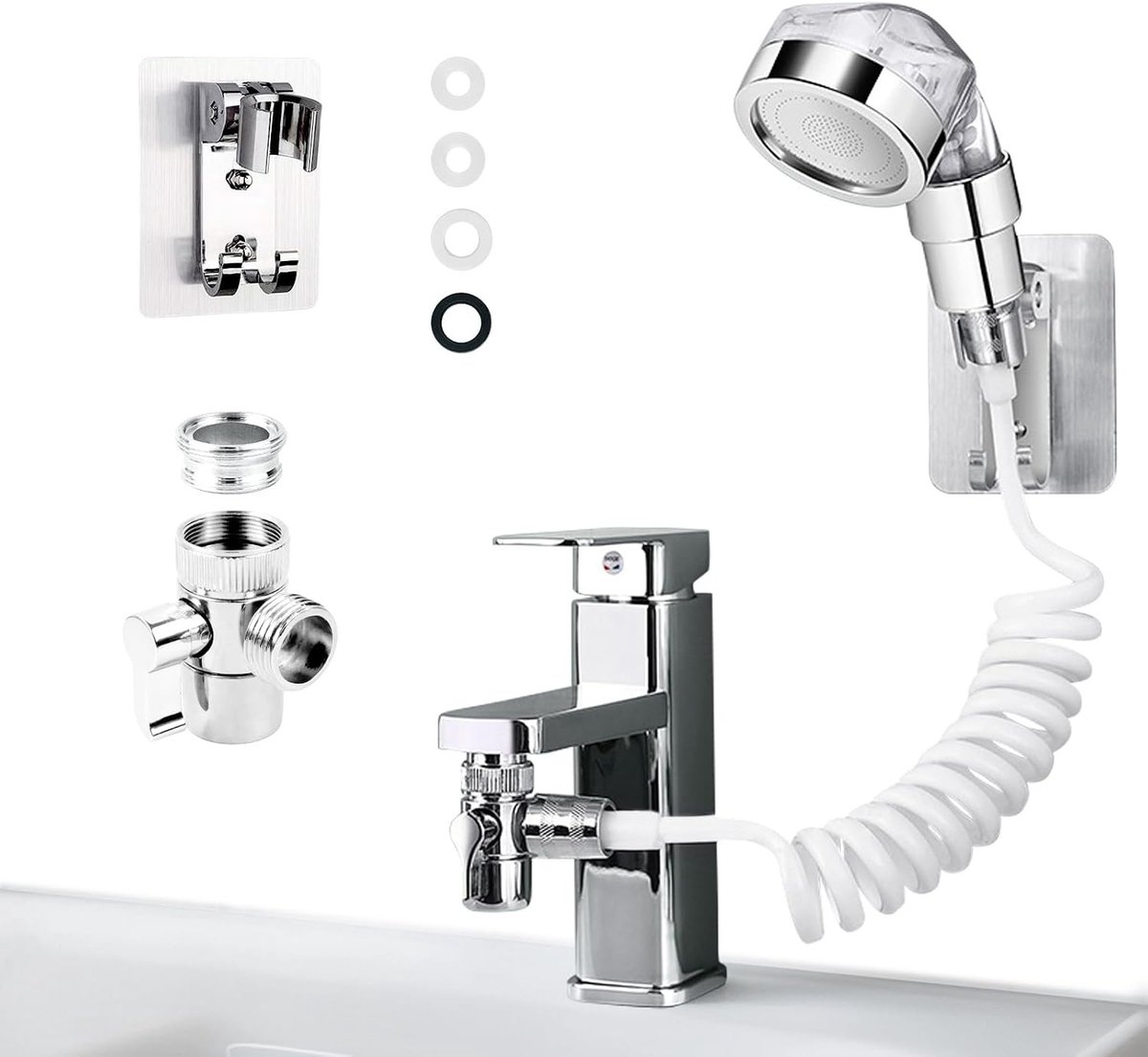 Draagbare Handdouche met Spuit voor Bidet, 1.5 m Slang voor Toilet en Keuken, Ideaal voor Hygiëne en Schoonmaak
