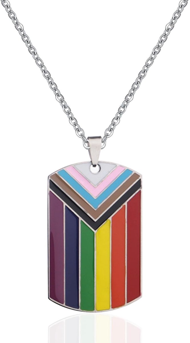 Elzusha- Halsketting Zilveren Regenboog - Heren/Dames - Roestvrij Staal - Lichtgewicht - Elegant - 60 cm - Sieraad
