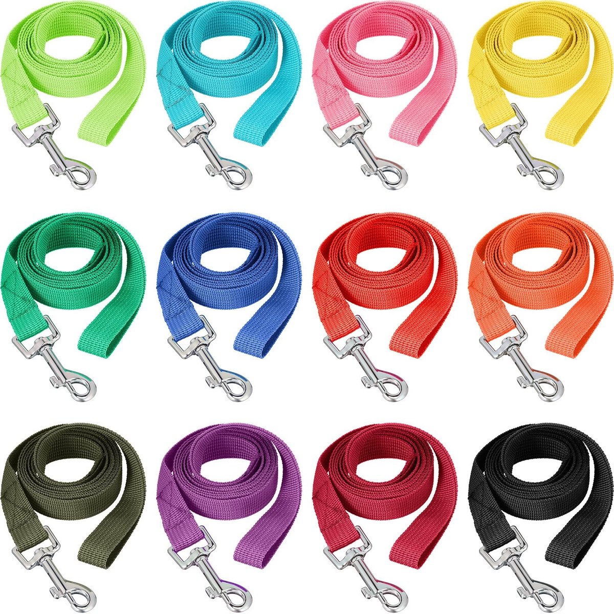 Elzusha - 12 Stuks Nylon Hondenriem in 12 Kleuren voor Training
