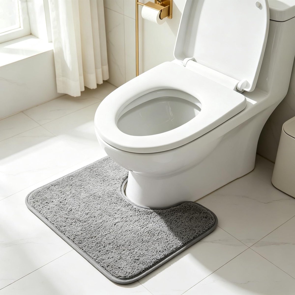 Elzusha - Absorberende toiletmat - Antislip U-vormig grijs, 50 x 40 cm